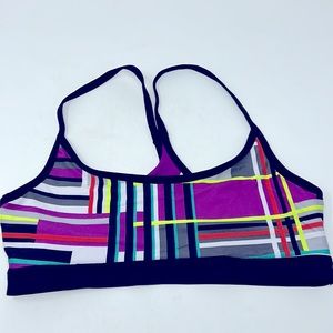 Fabletics Purple Black Gray Athletic Sports Bra Size Small Like New Condition